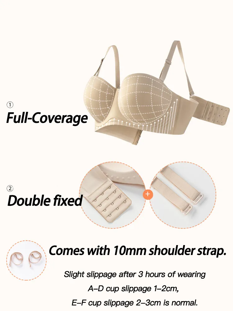 Anti-Slip Strapless Invisible Bra with Removable Straps