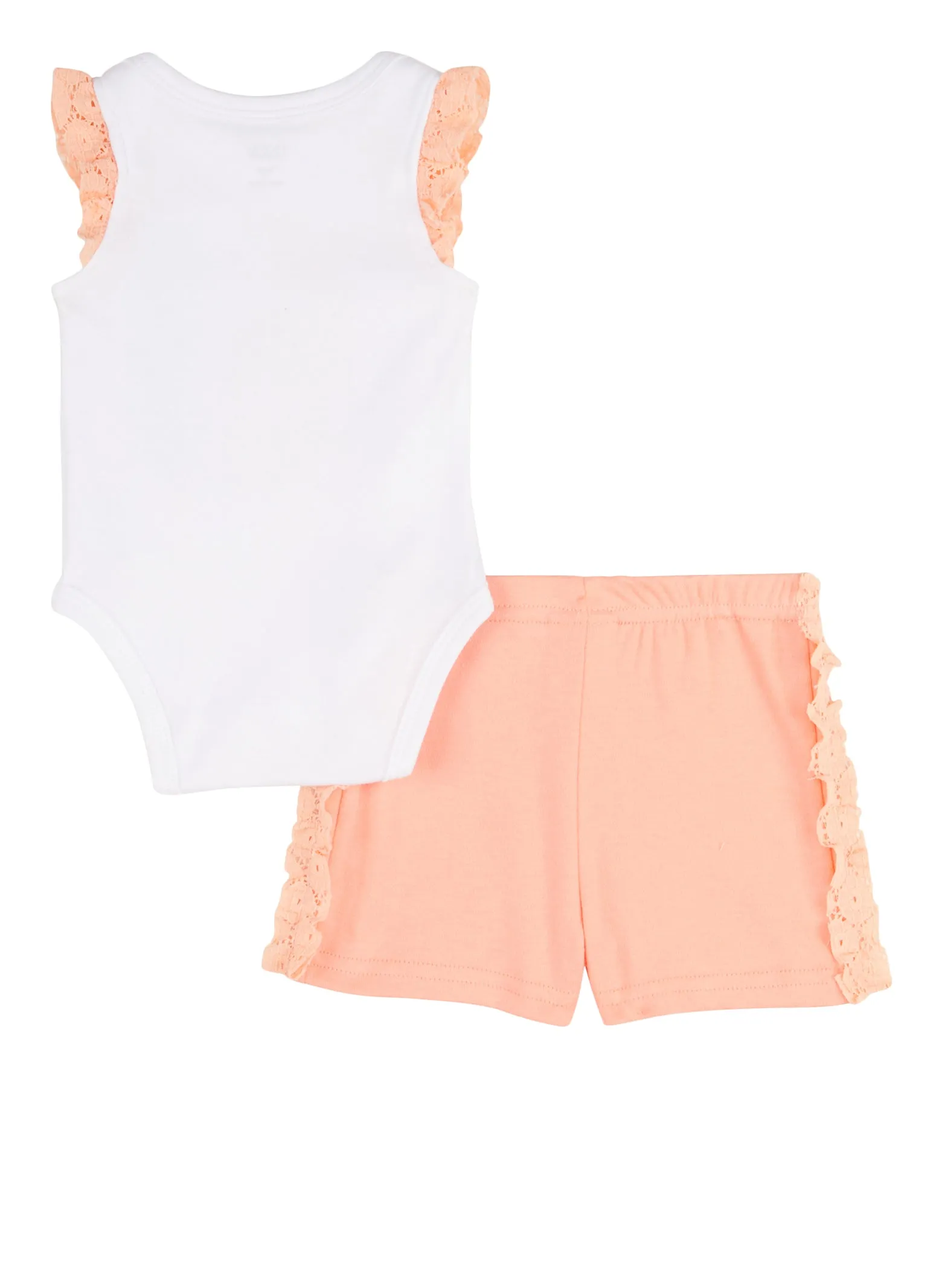 Baby Girls 0-9M Lace Trim Queen Vibes Graphic Bodysuit and Shorts