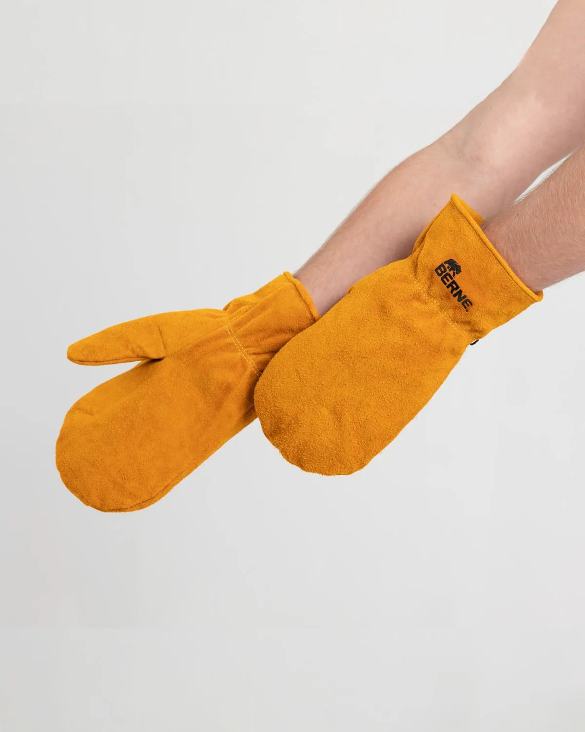Berne Mens Sherpa-Lined Gold Leather Mittens