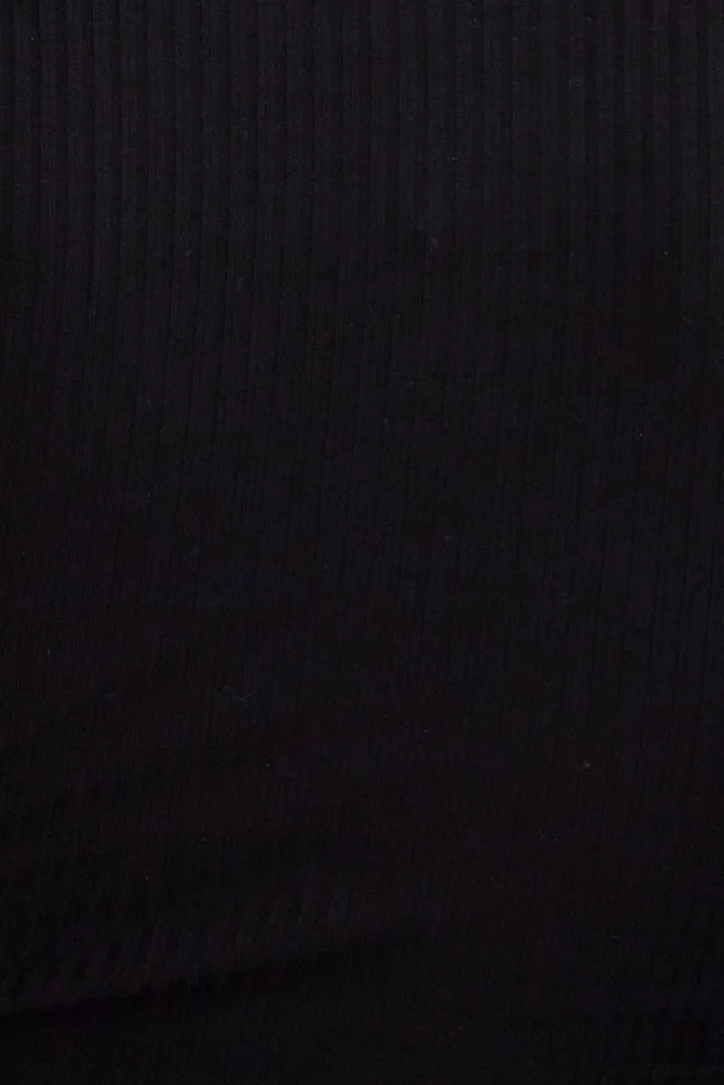 Black Bodysuit Long Sleeve Round Neck Cut Out Rib