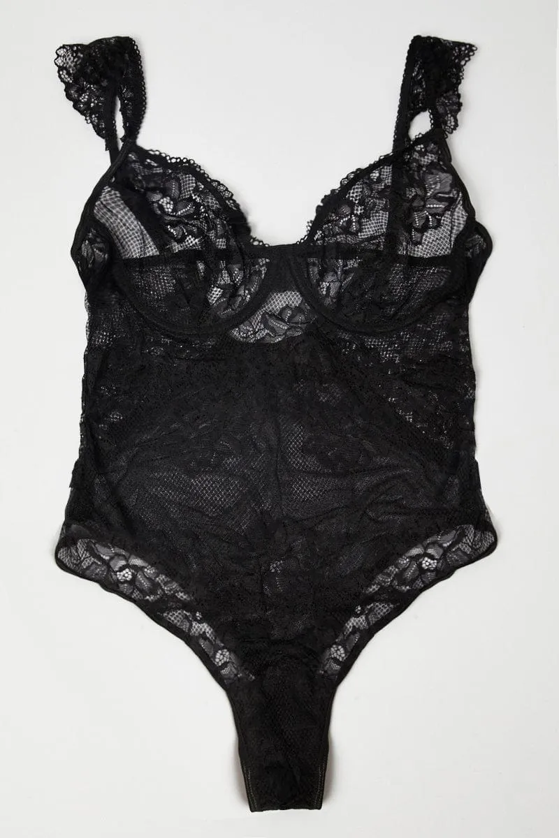 Black Lace Bodysuit One Piece Lingerie