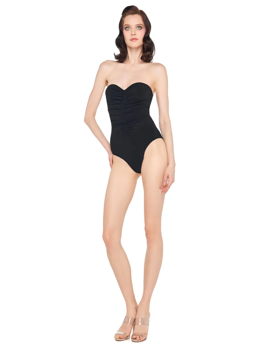 Bodysuit with Black Sweetheart Neckline