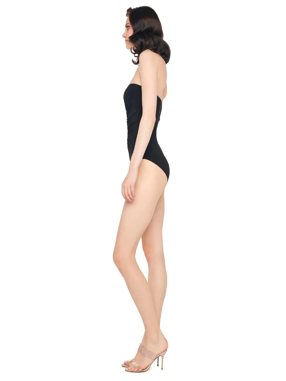 Bodysuit with Black Sweetheart Neckline