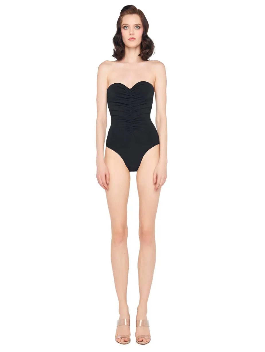 Bodysuit with Black Sweetheart Neckline
