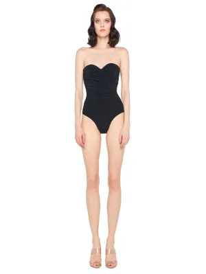Bodysuit with Black Sweetheart Neckline