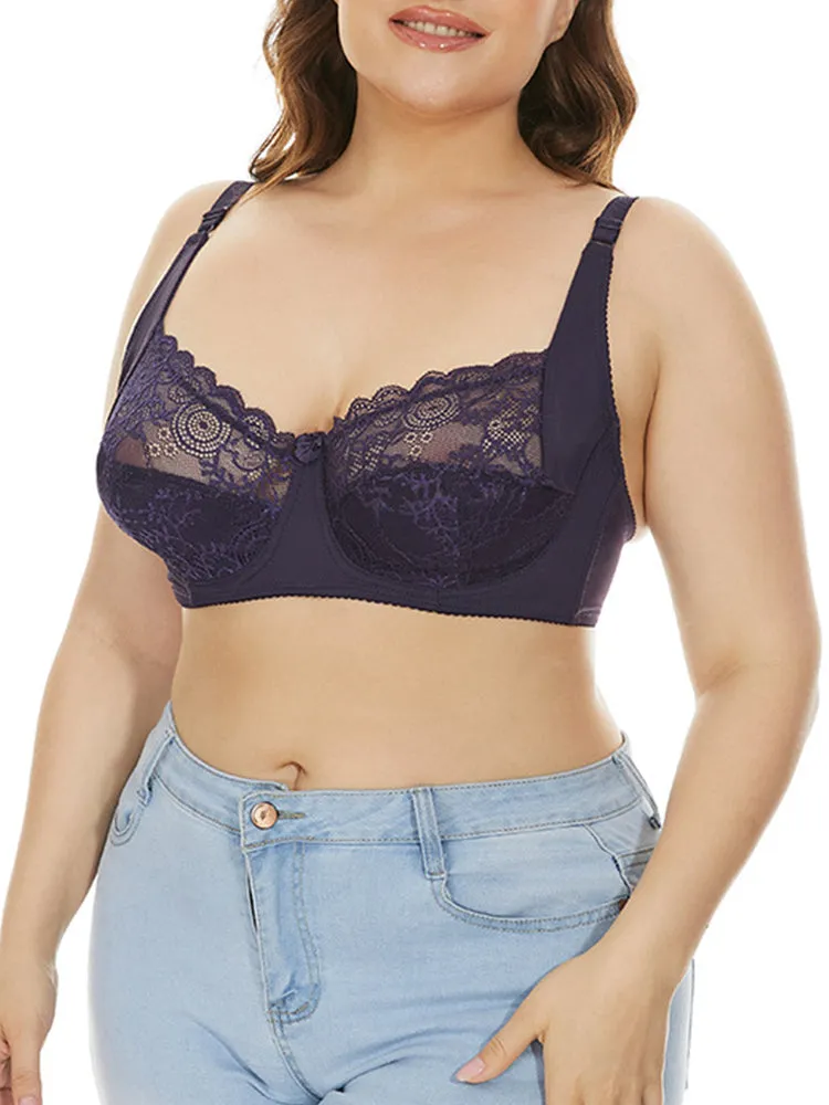 Breathable Lace Plus Size Underwire Full Cup Bra