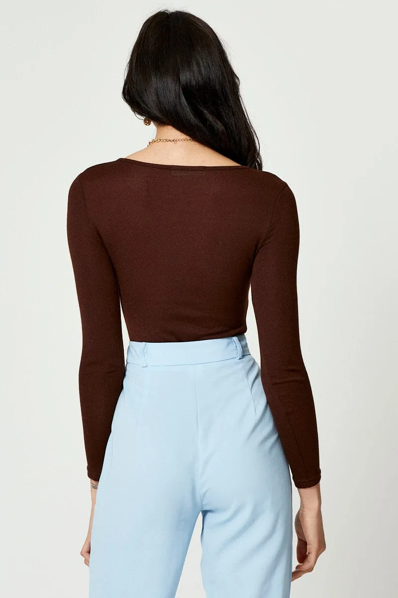 Brown Keyhole Bodysuit