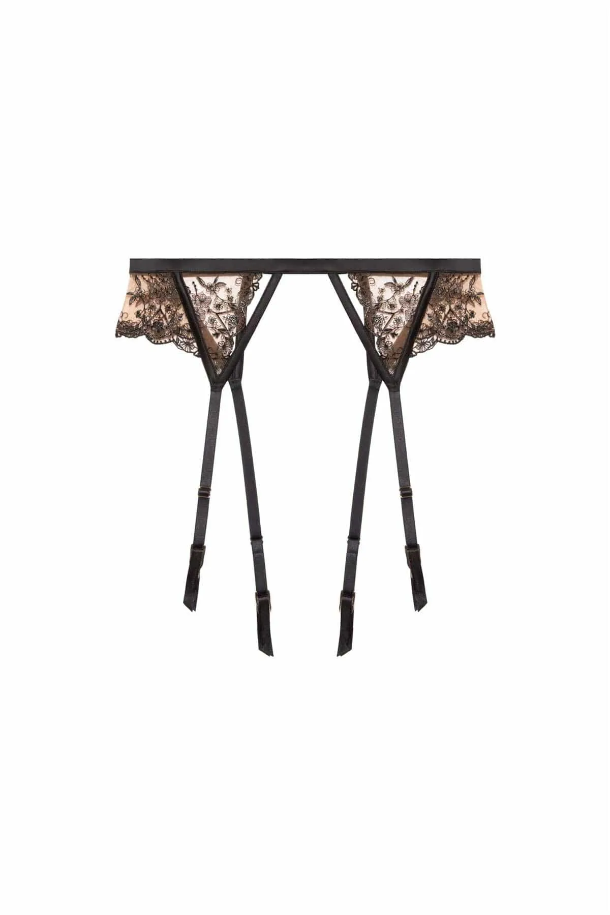 Cassia Black Custom Embroidery Suspender