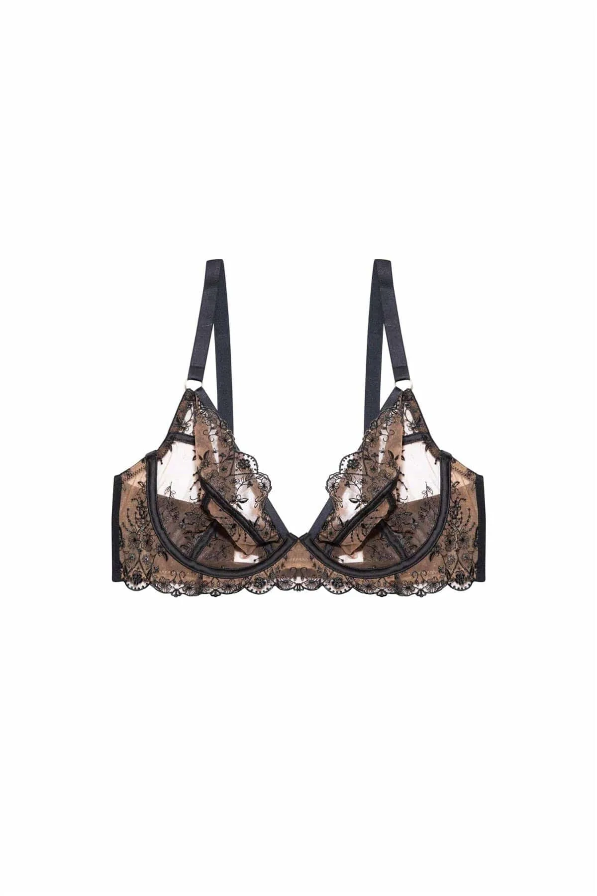 Cassia Black Embroidery Plunge Bra