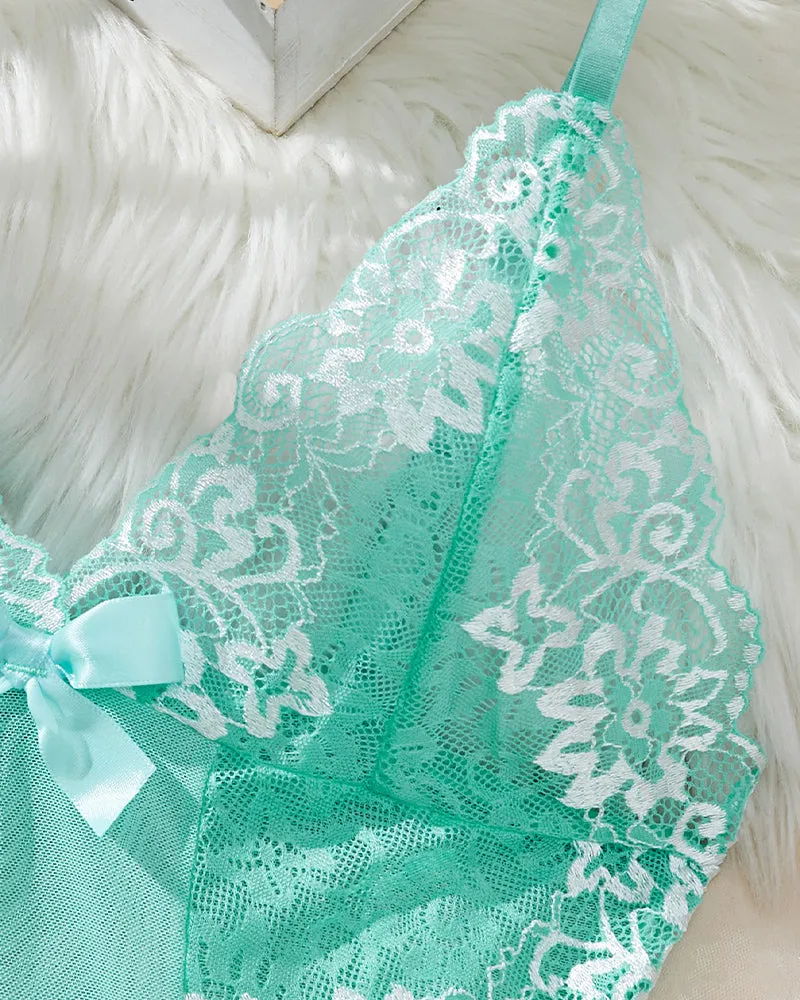 Contrast Lace Asymmetric Babydoll
