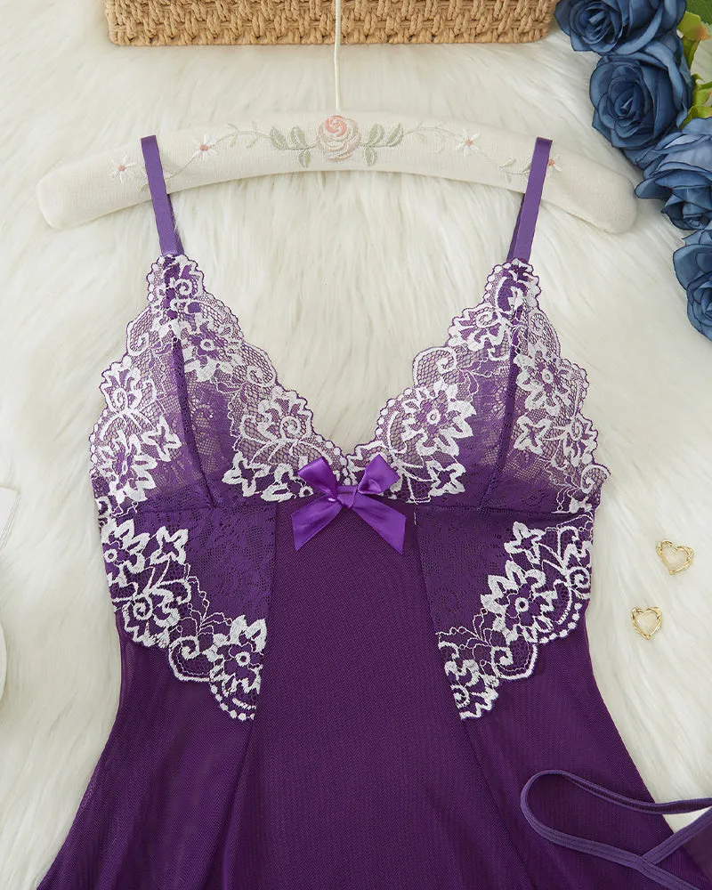Contrast Lace Asymmetric Babydoll