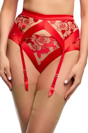 Dita Von Teese Rosabelle Satin Suspender Belt Flame