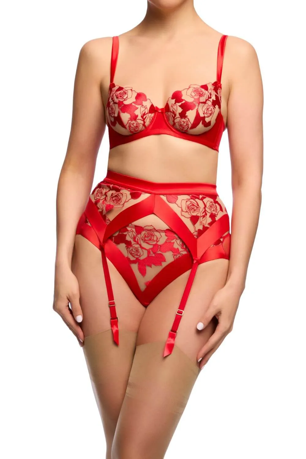 Dita Von Teese Rosabelle Satin Suspender Belt Flame