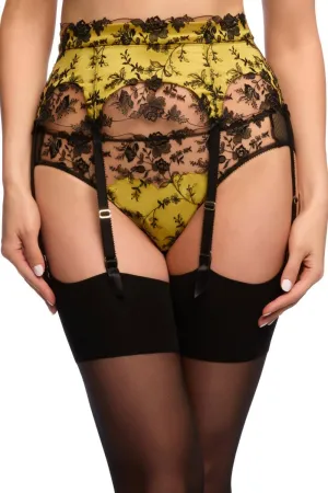 Dita Von Teese Victresse Satin Suspender Belt Chartreuse