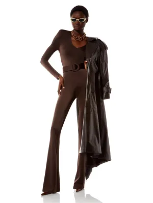 Eclipse Lycra Bodysuit with Deep Neckline Chocolate