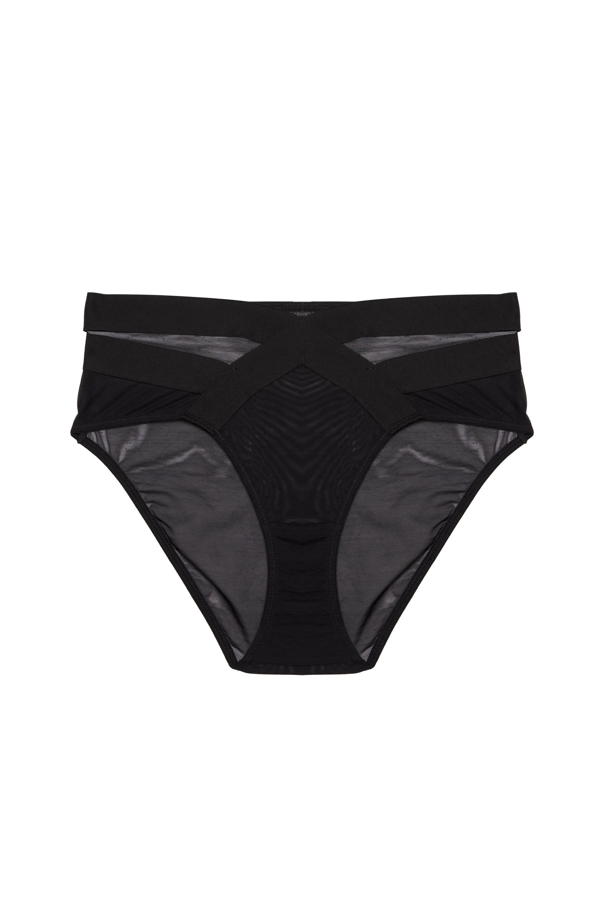 Etta Black Elastic and Mesh High Waist Brief