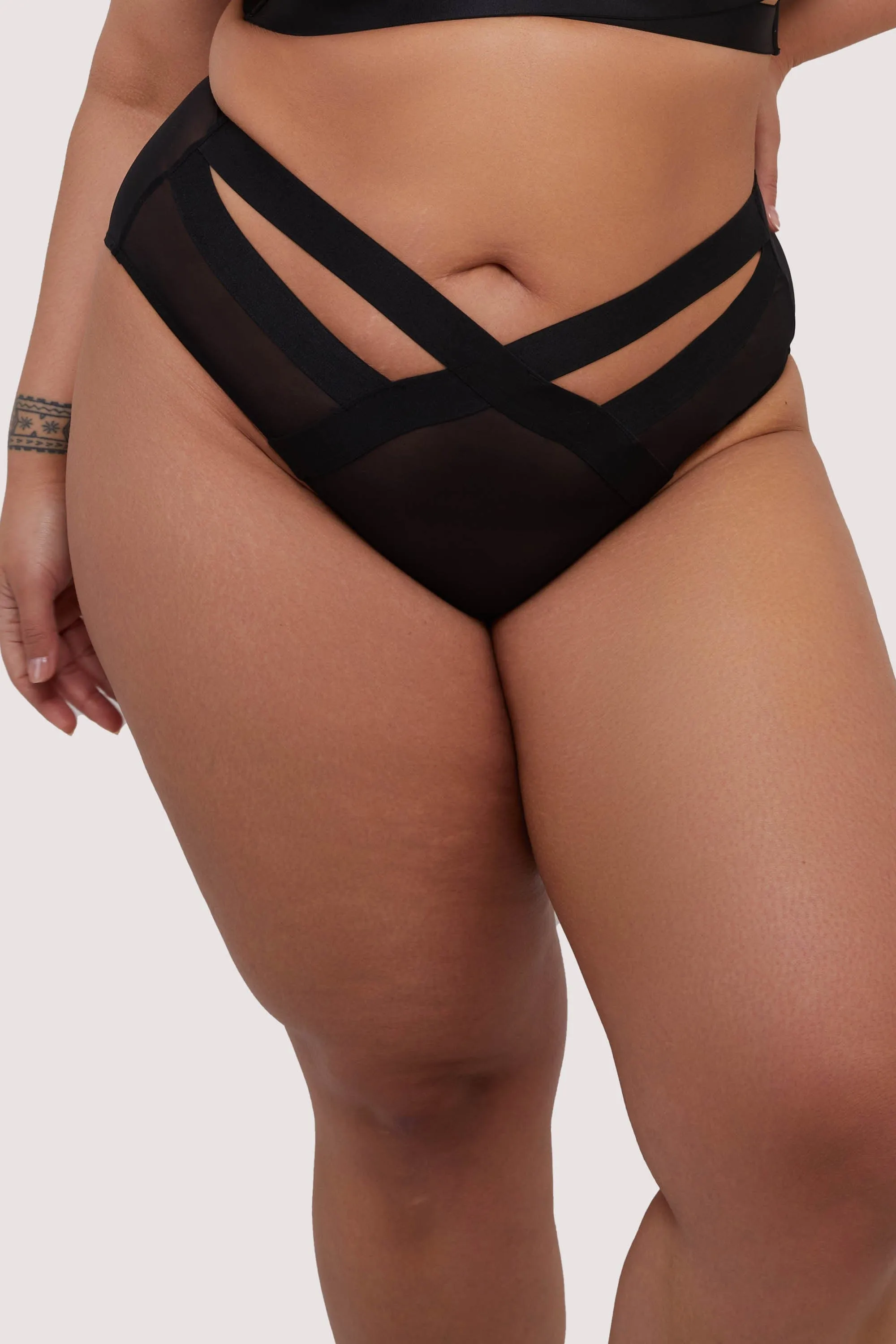 Etta Black Elastic and Mesh High Waist Brief