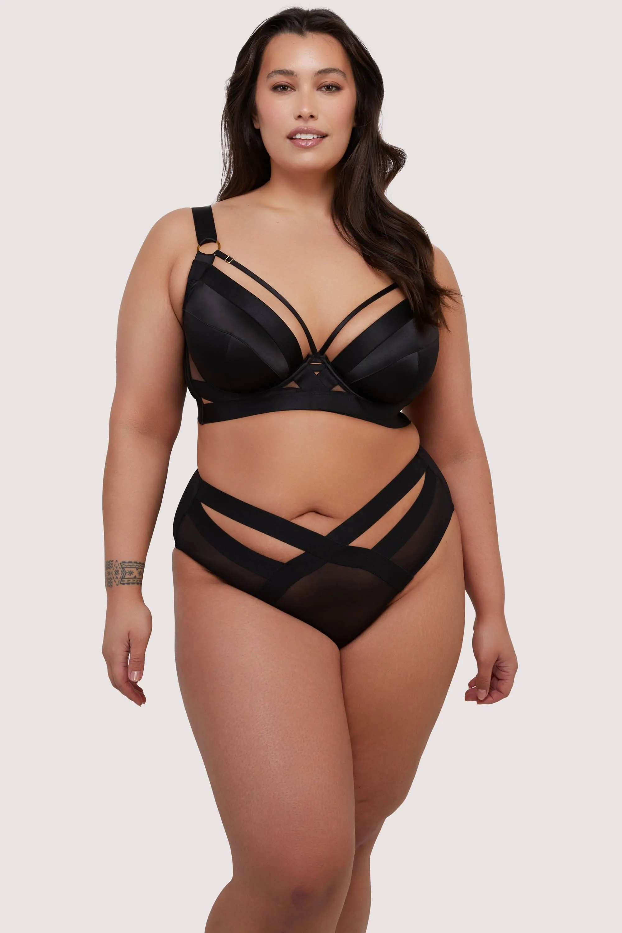 Etta Black Elastic and Mesh High Waist Brief