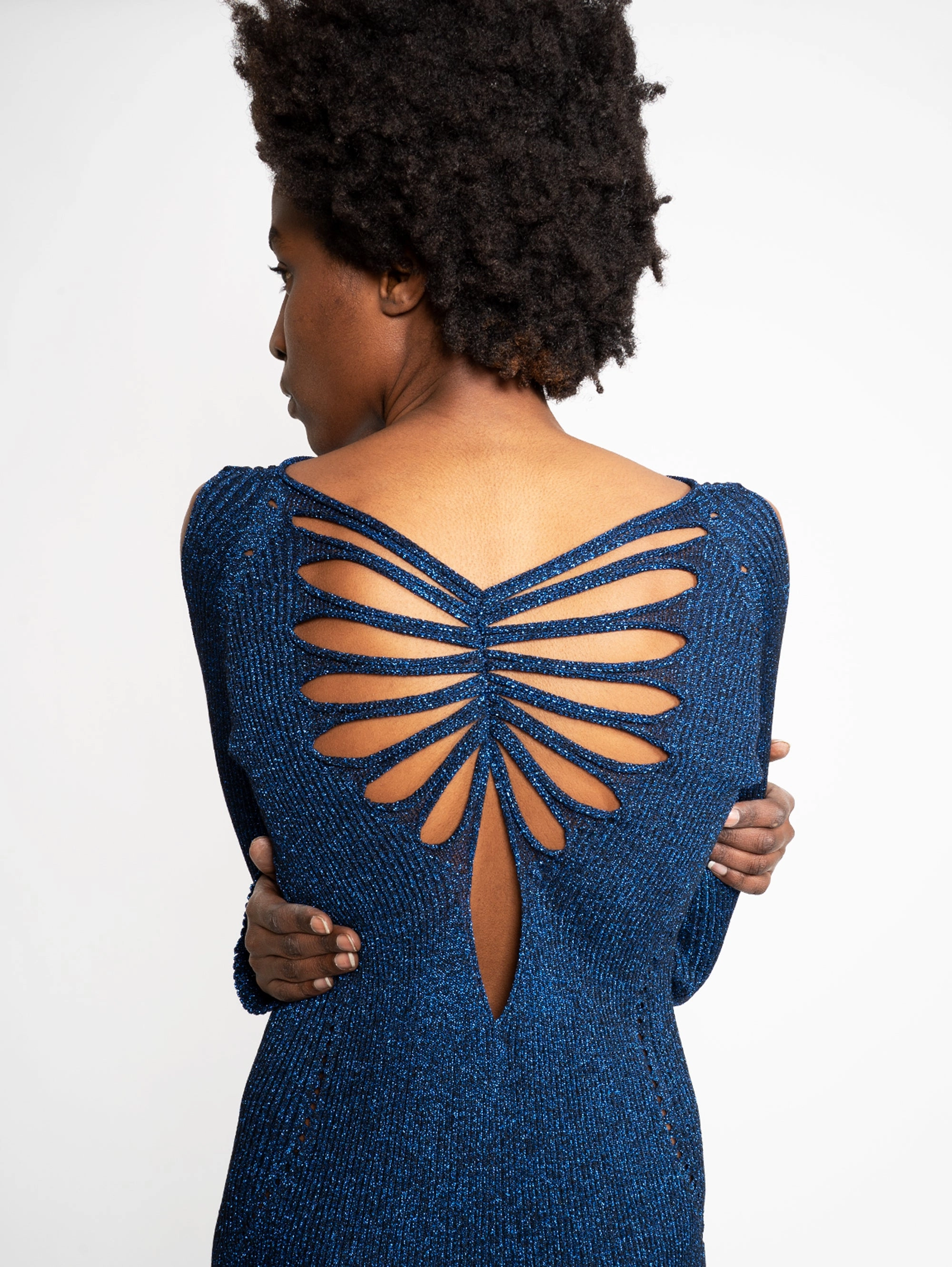 Fitted Dress in Blue Lurex
