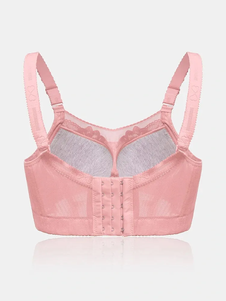 Floral Mesh Spliced Full Cup Breathable Underwire Bras