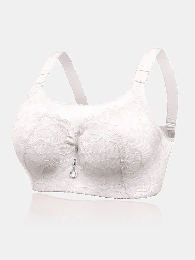 Floral Mesh Spliced Full Cup Breathable Underwire Bras