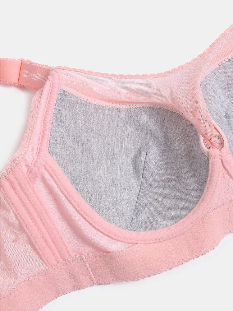Floral Mesh Spliced Full Cup Breathable Underwire Bras