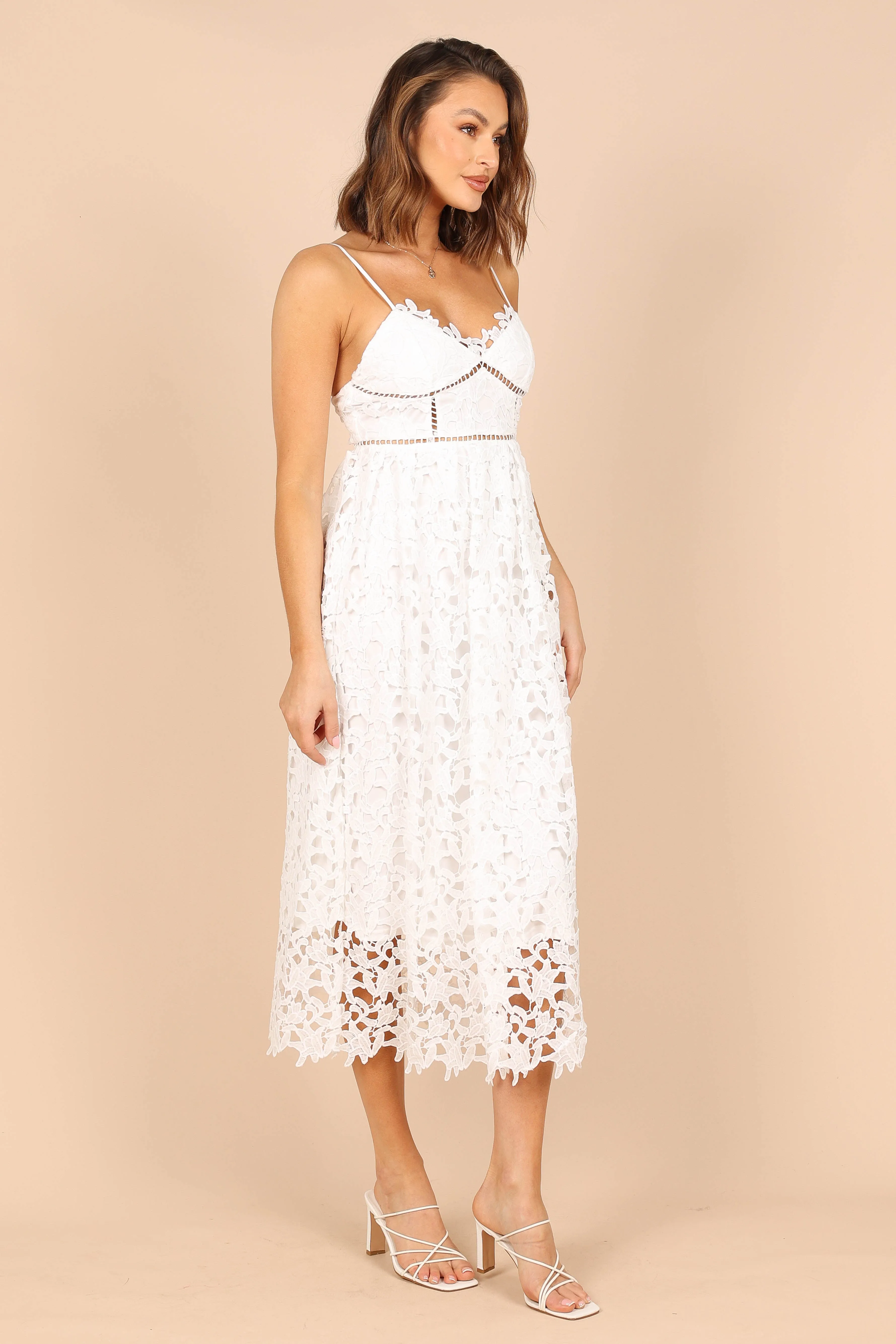 Francheshca Midi Lace Dress - White Lace
