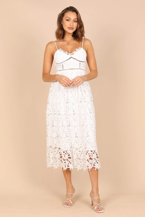 Francheshca Midi Lace Dress - White Lace