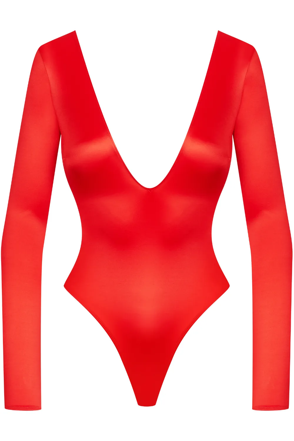 French Kiss Long Sleeve Thong Body Red