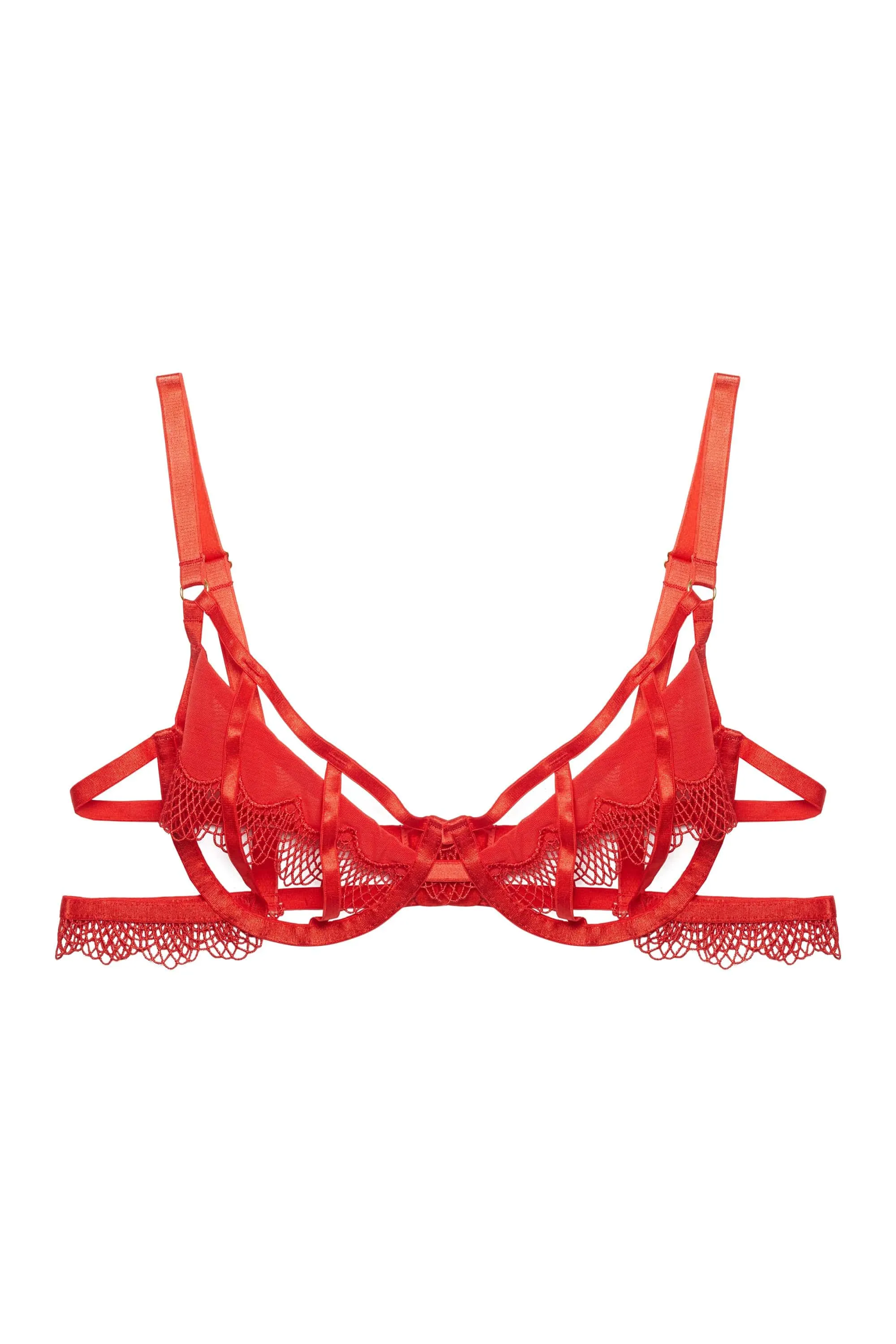 Grace Red Lace Trim Cut Out Wired Bra