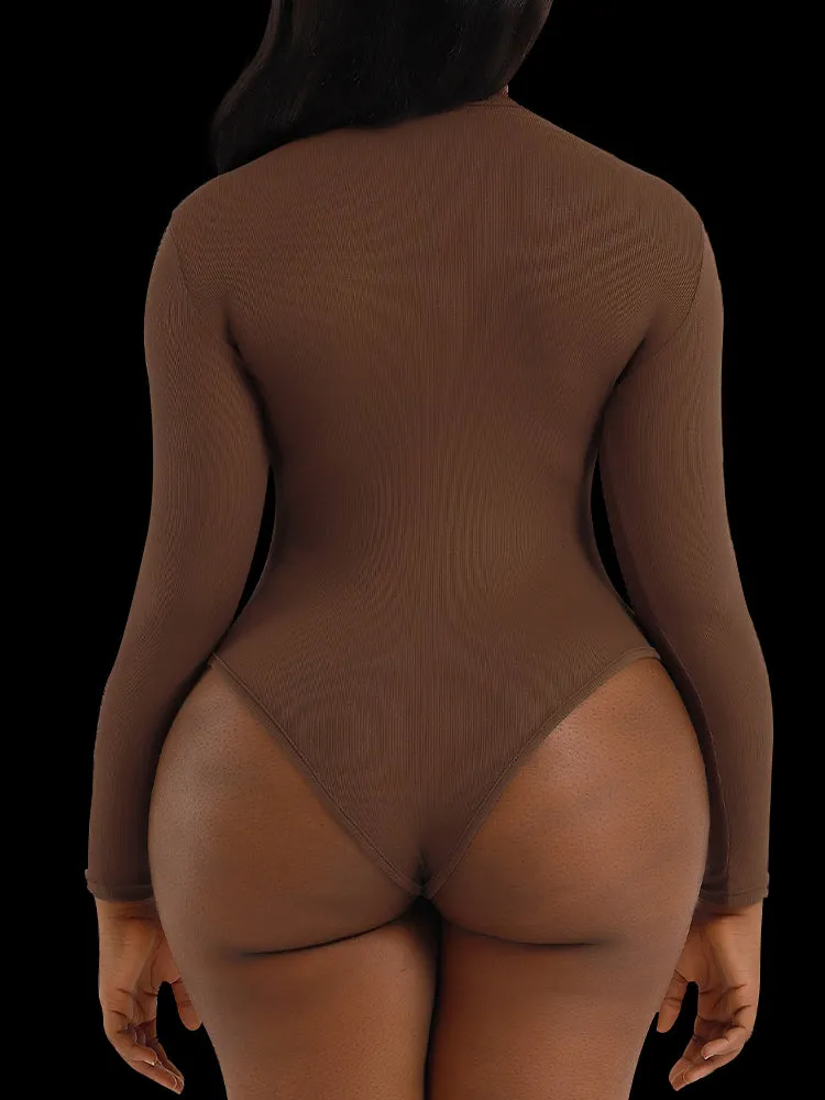 High-Neck Long Sleeve Thermal Bodysuit for Women