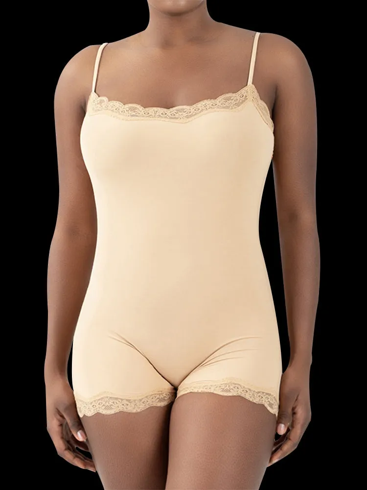 Lace Strap Bodysuit - Full-Coverage Yoga Sportswear