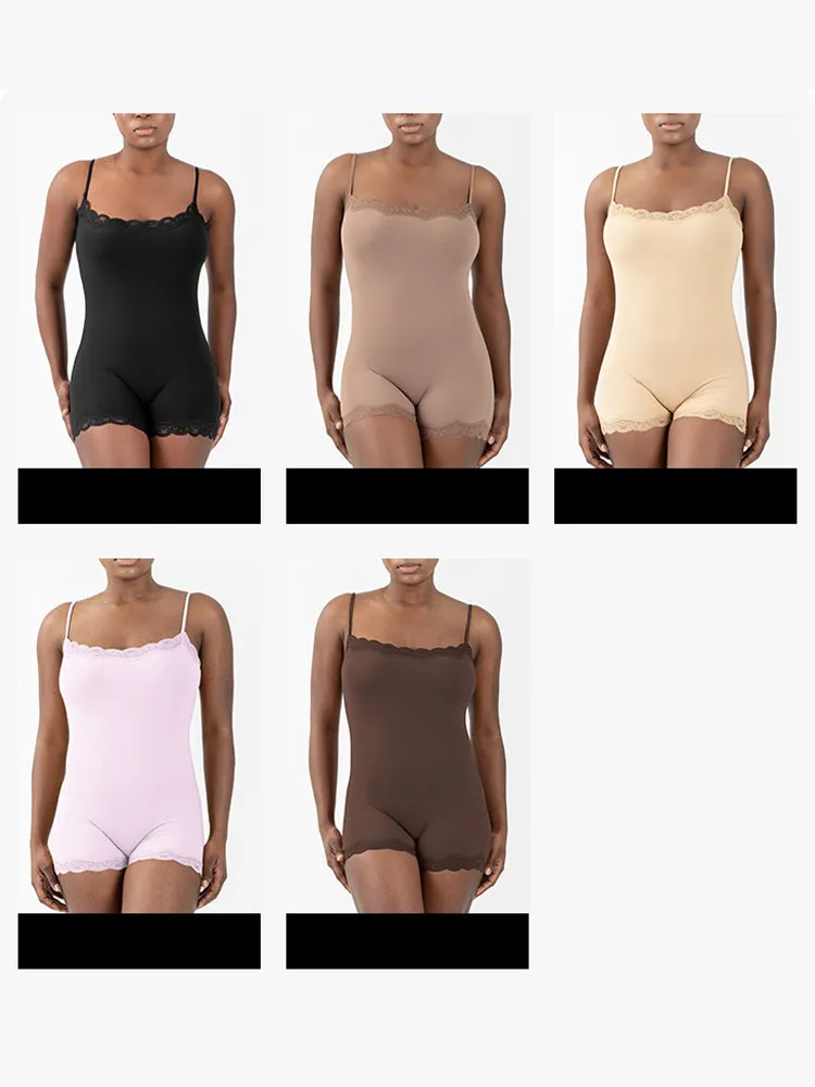 Lace Strap Bodysuit - Full-Coverage Yoga Sportswear
