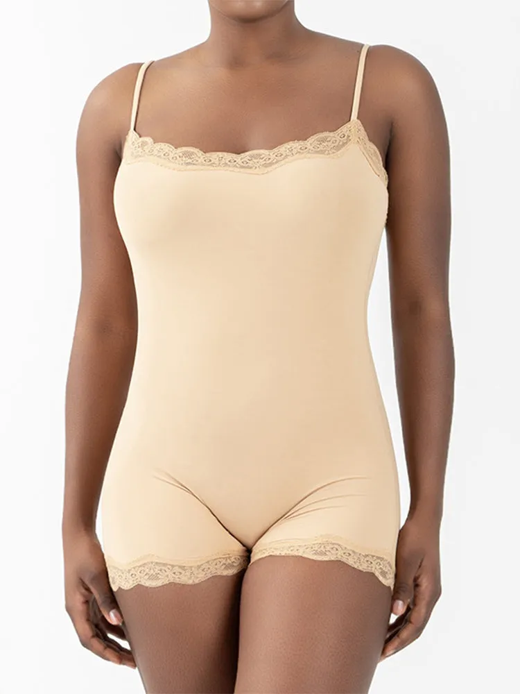 Lace Strap Bodysuit - Full-Coverage Yoga Sportswear