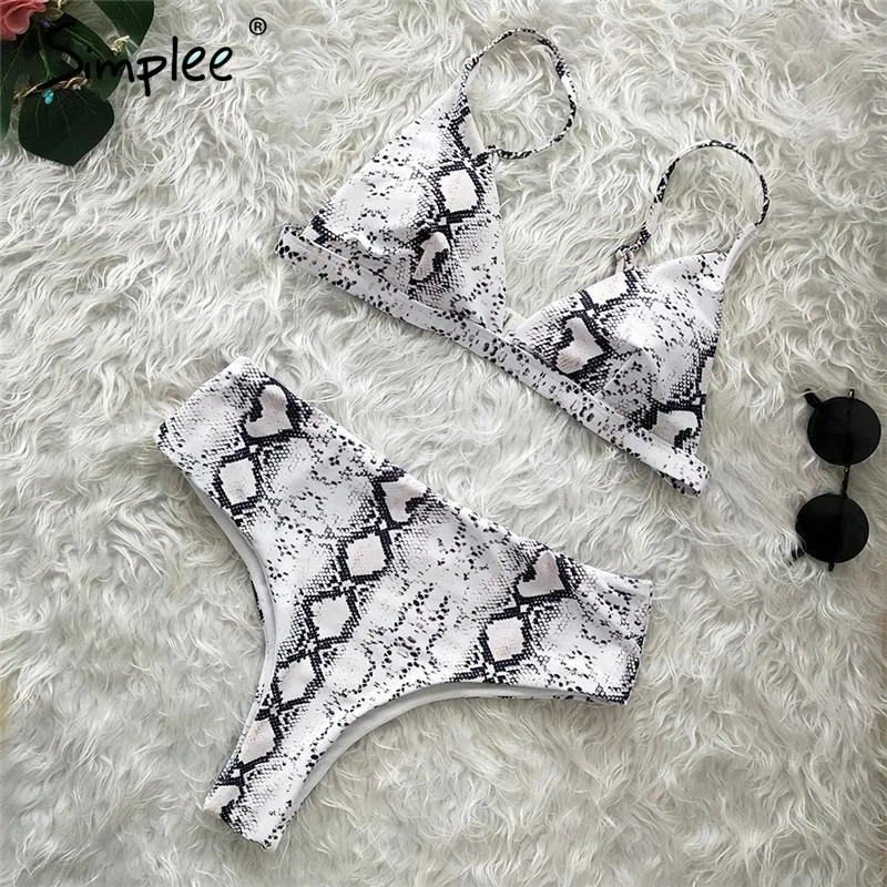 Leopard print women two piece bodysuit High waist push up triangle swimwear Sexy floral print female summer swimsuit