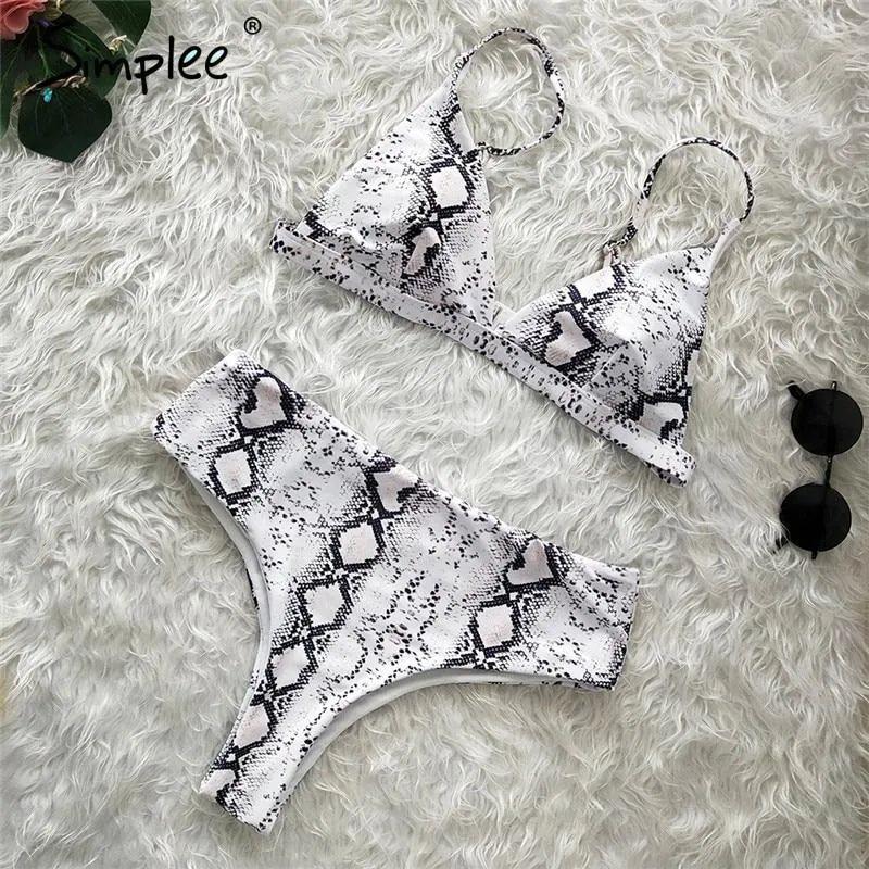 Leopard print women two piece bodysuit High waist push up triangle swimwear Sexy floral print female summer swimsuit