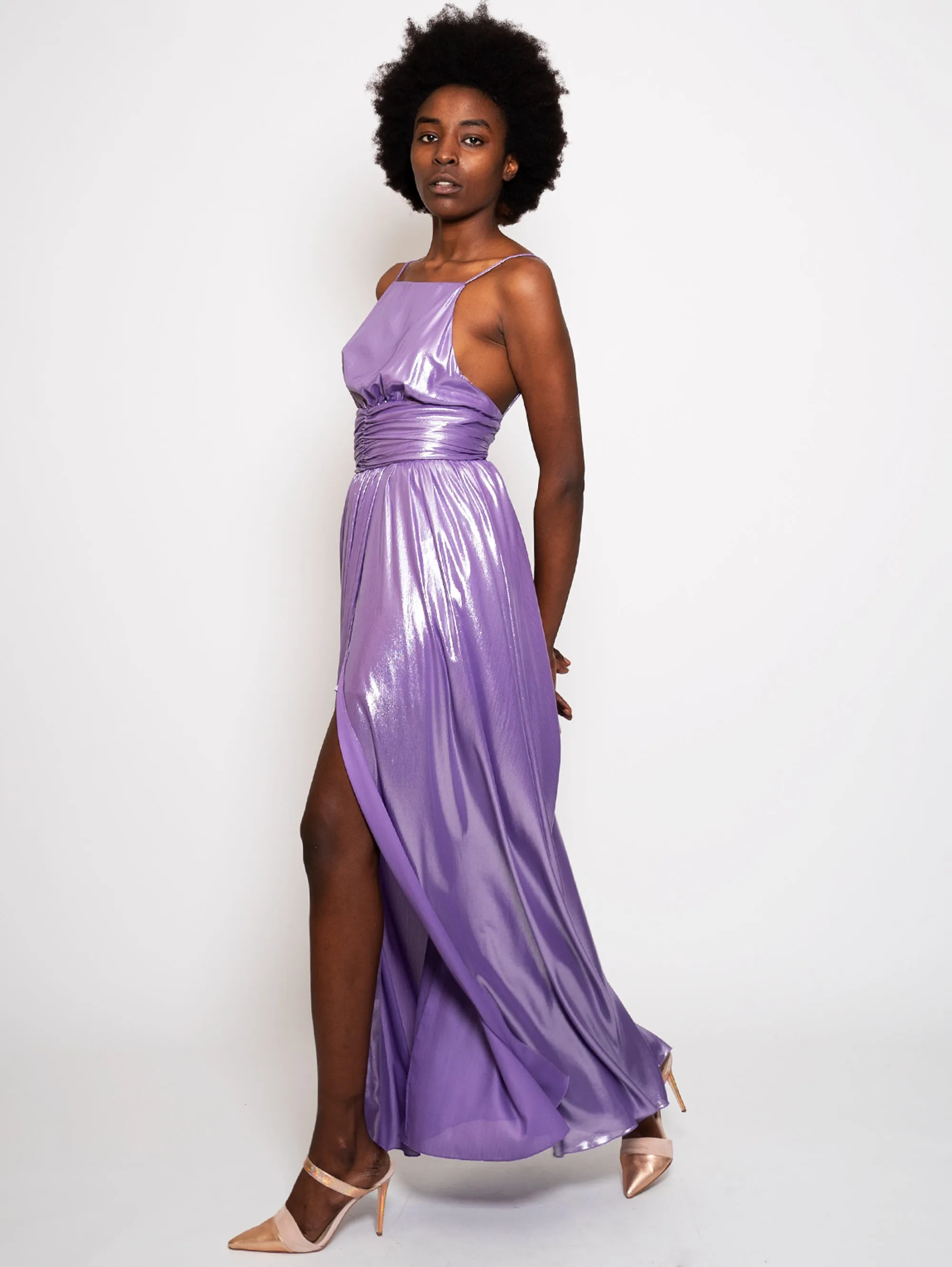Long Dress with Cross on the Purple Back