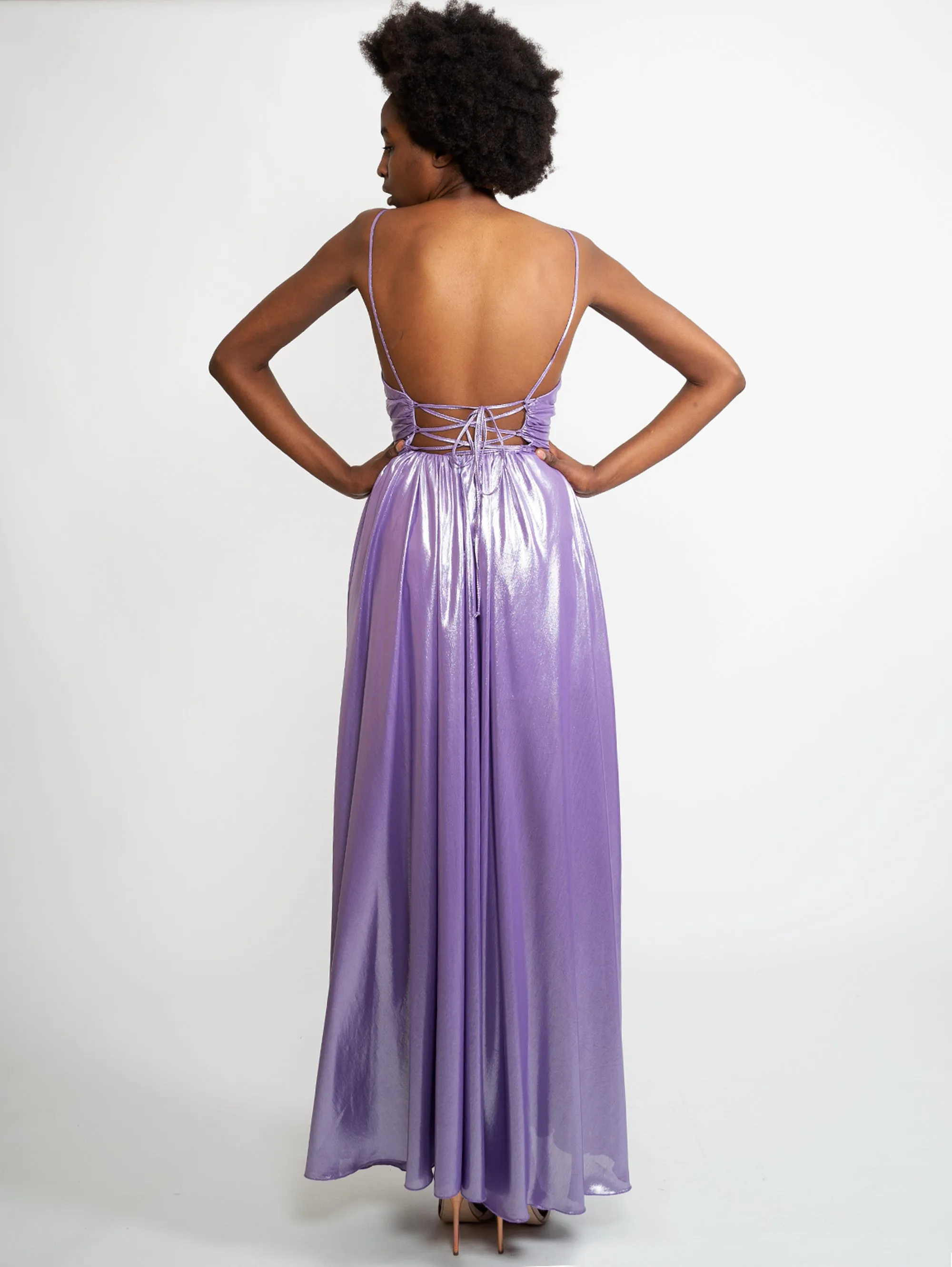 Long Dress with Cross on the Purple Back