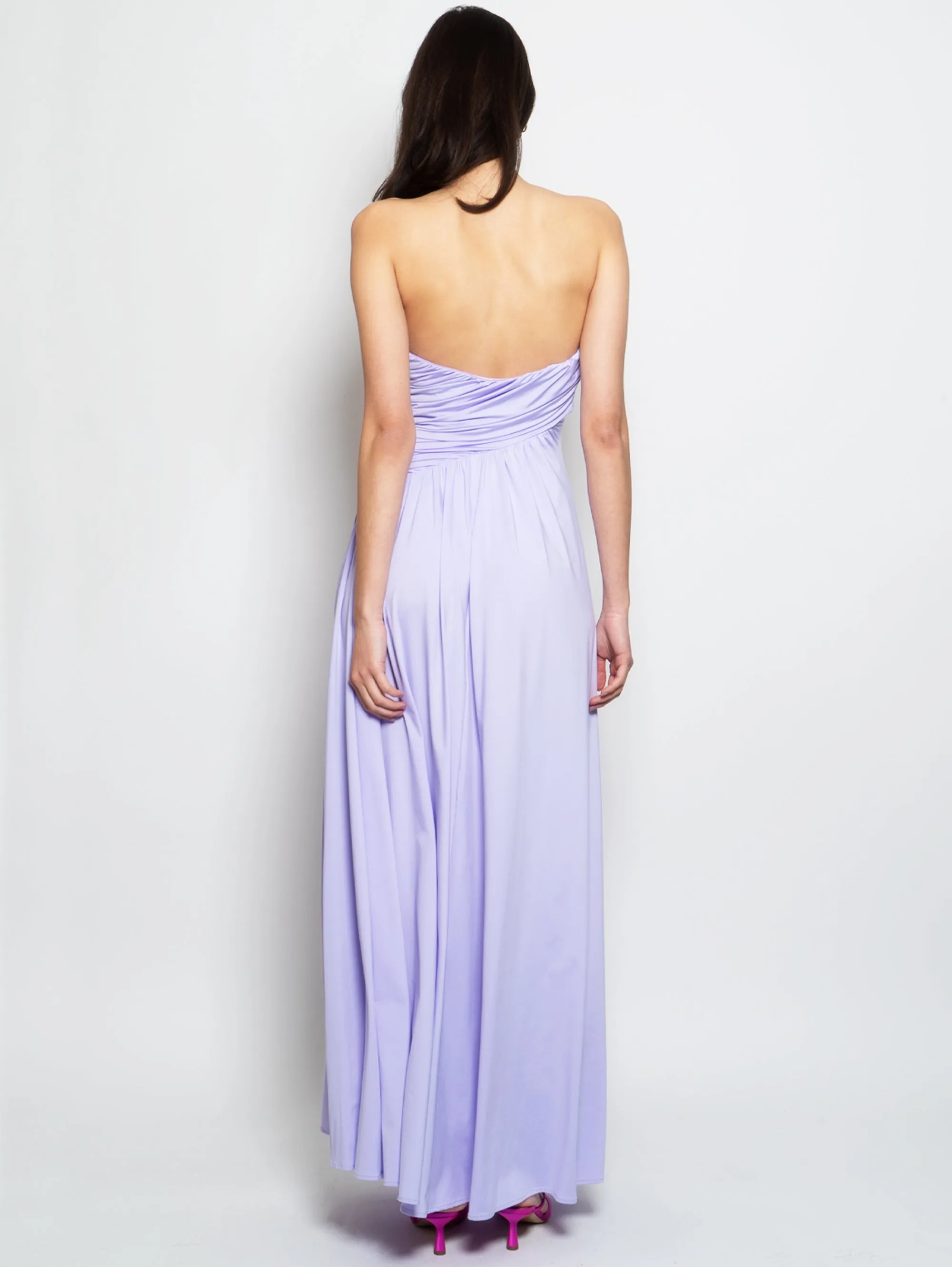Long Dress with Lavender Gathered Bodice