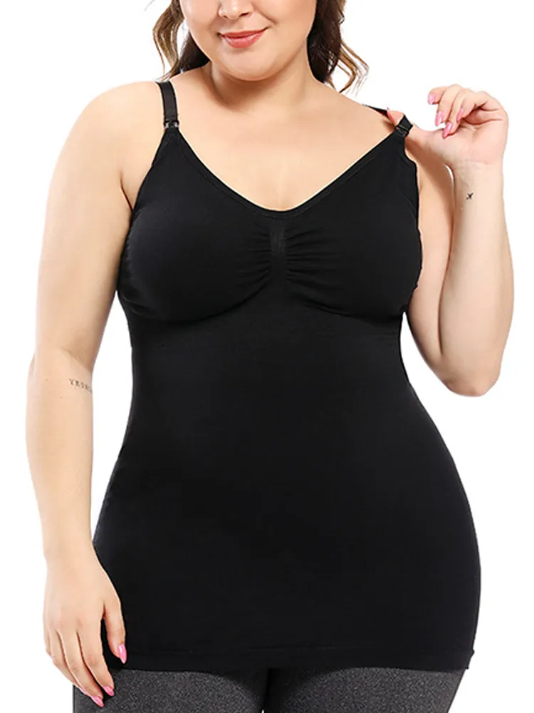 Long Nursing Front Button Wireless Bra Tank Top