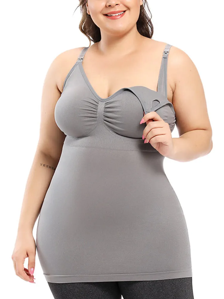 Long Nursing Front Button Wireless Bra Tank Top