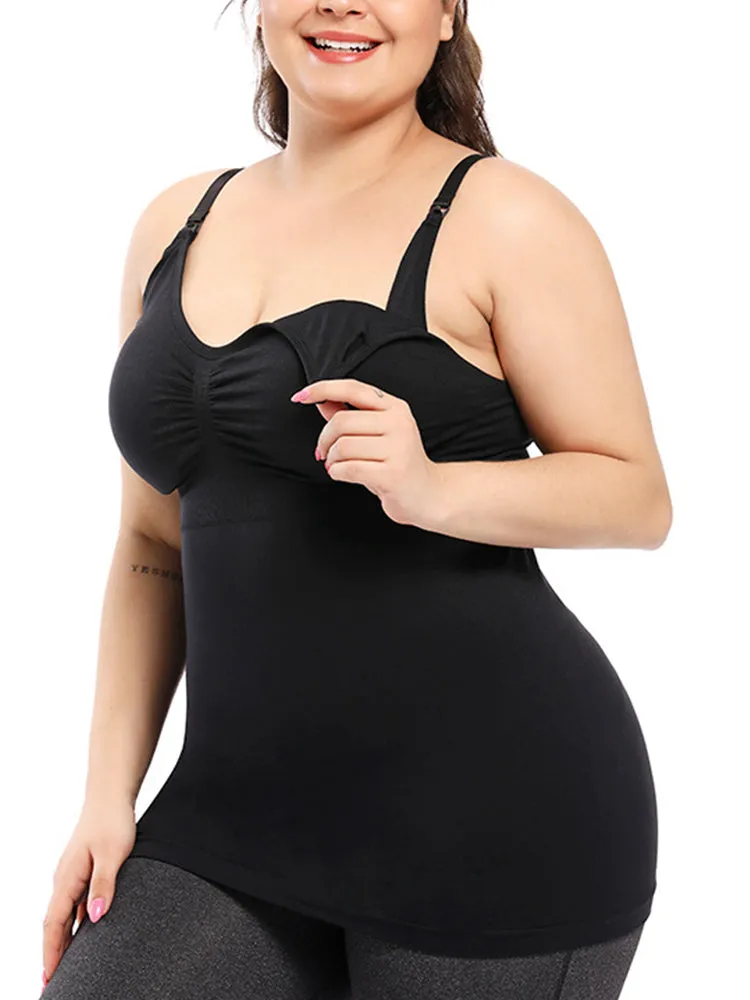 Long Nursing Front Button Wireless Bra Tank Top