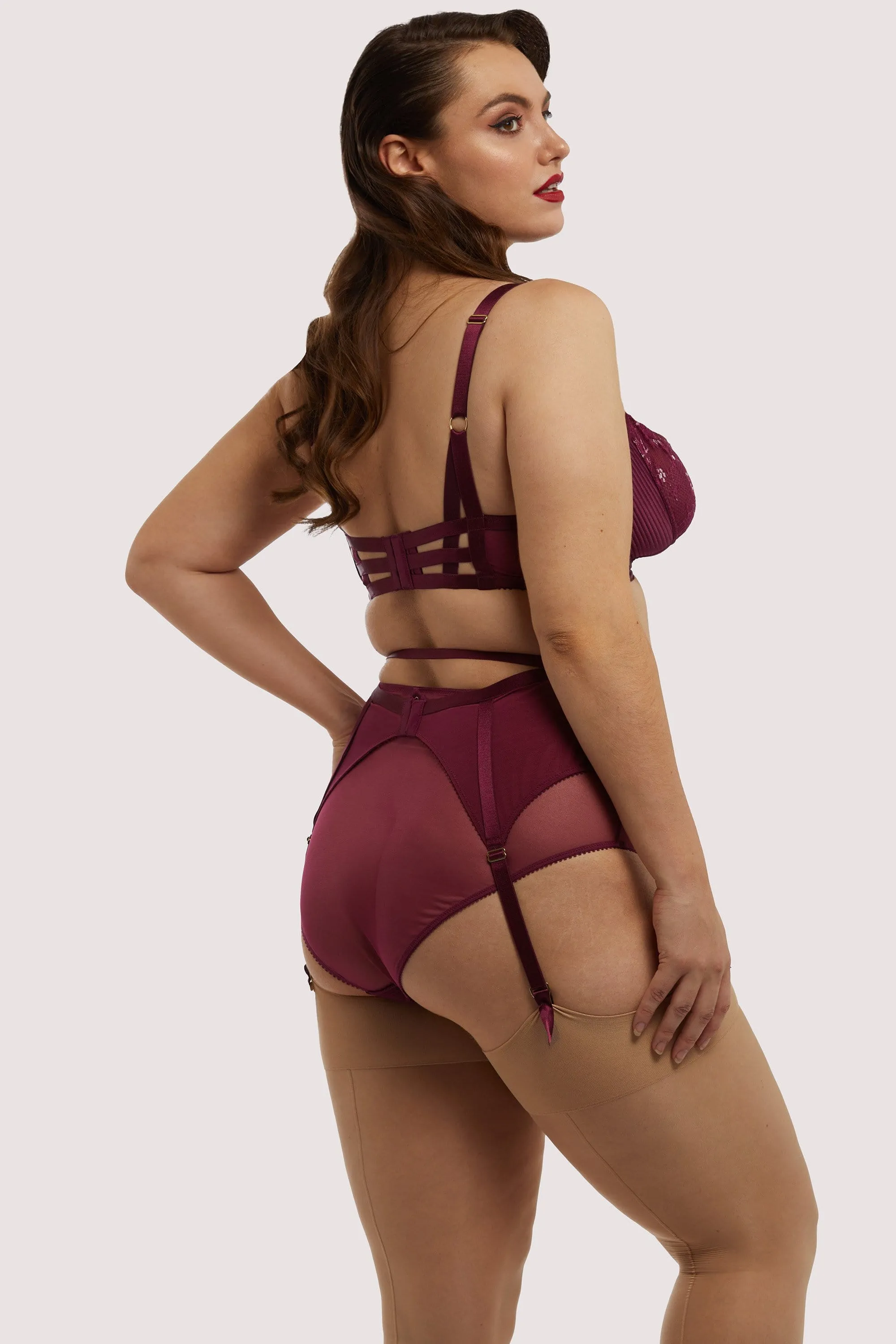 Madame X Dark Cherry High Waist Curve Suspender