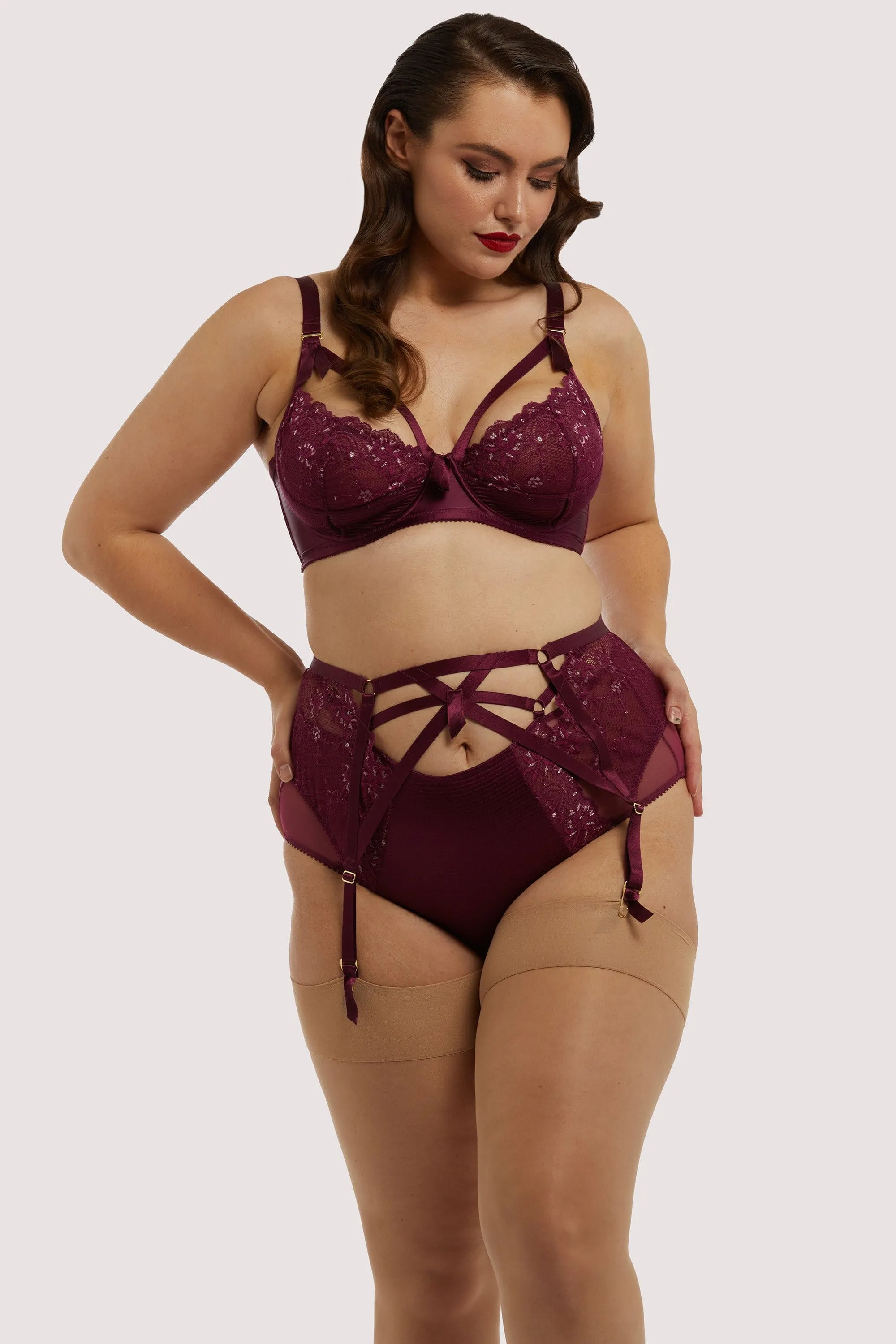 Madame X Dark Cherry High Waist Curve Suspender