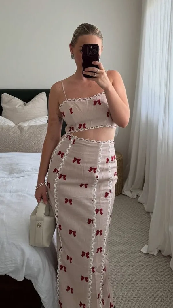 Nova Maxi Skirt - Red Bow
