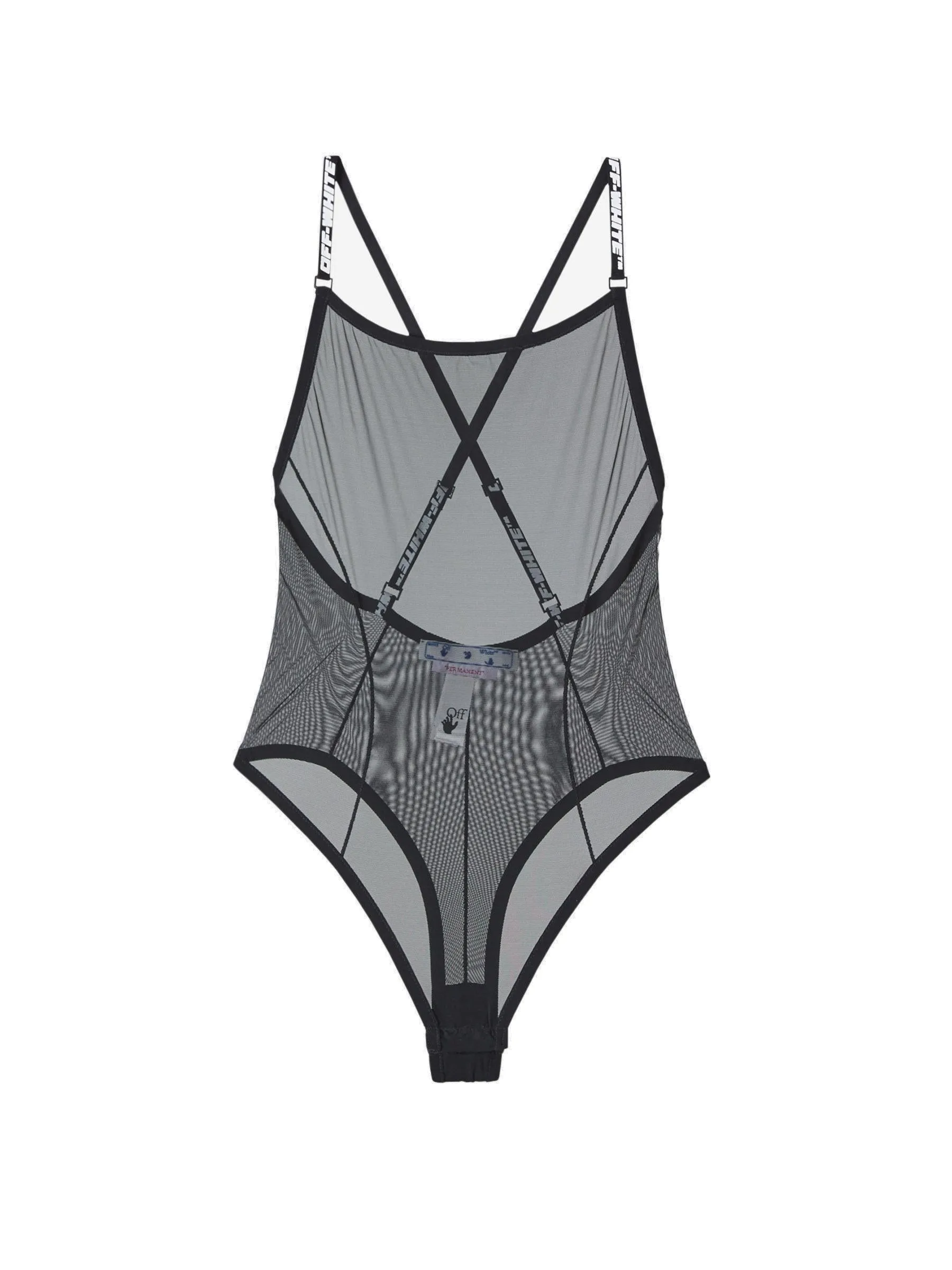 Off-White Logo Strap Sleeveless Mesh Bodysuit