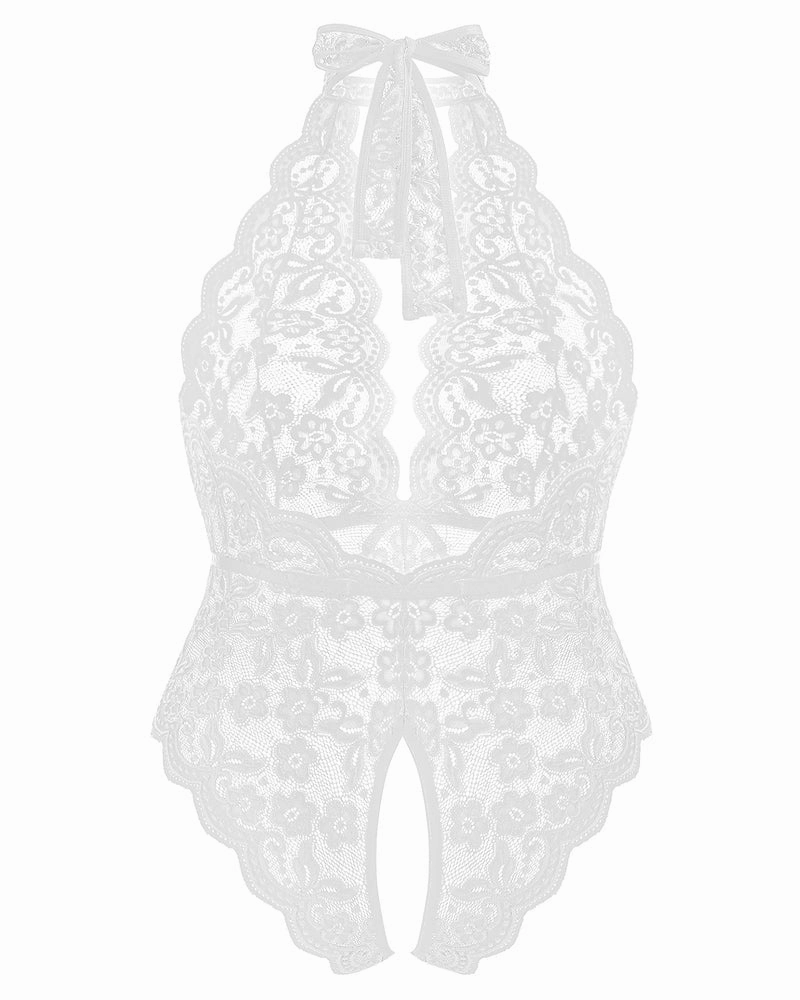 Plus Size Lace Halter Teddy