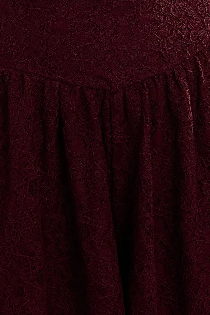 Red Off Shoulder Playsuit Lace