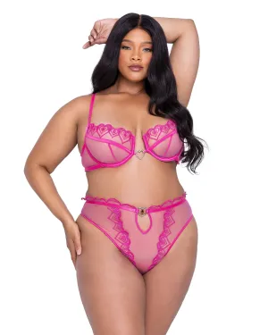 Roma Confidential Bubblegum Heart Bra Set Pink Plus Size
