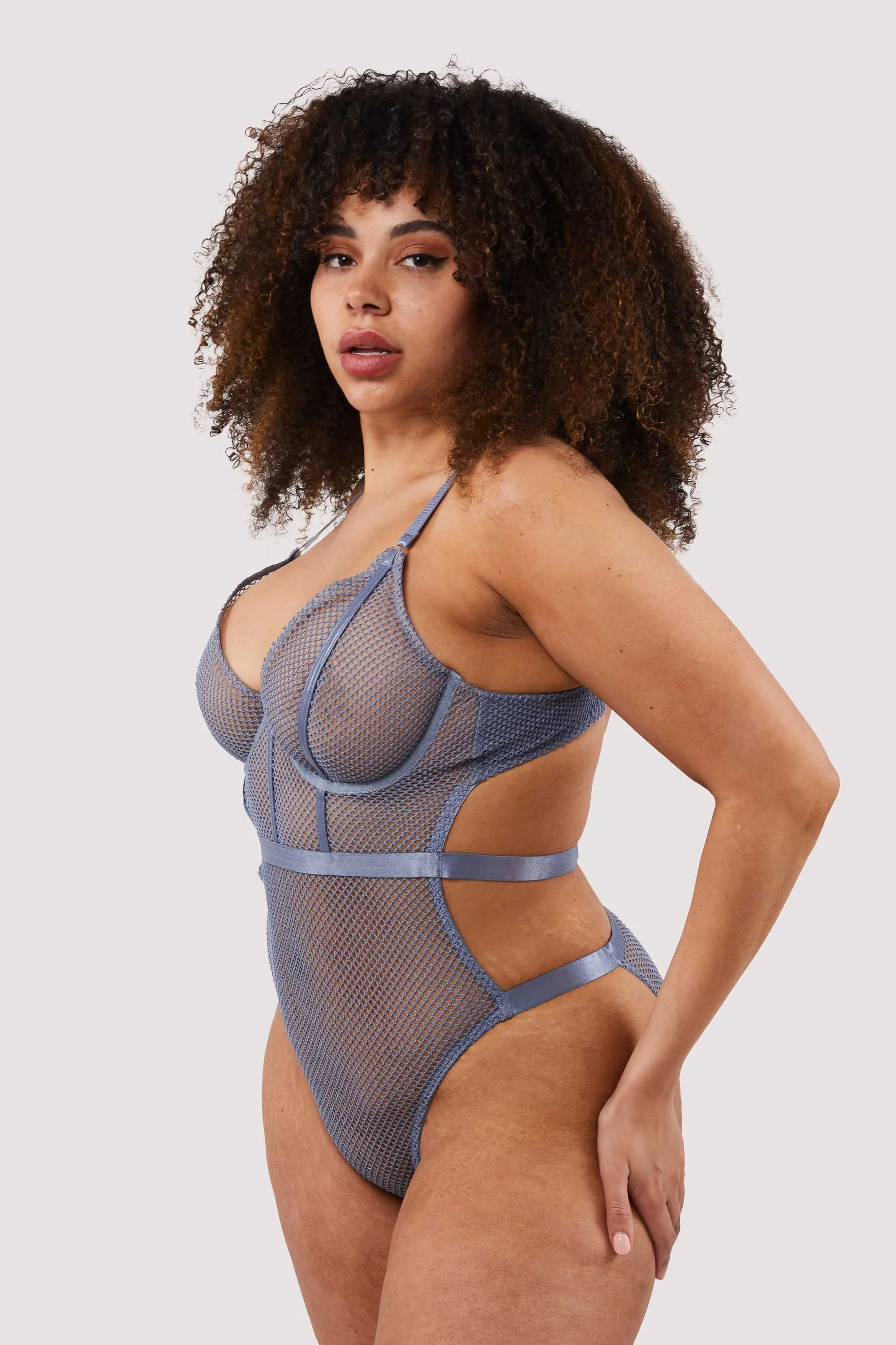 Selena Blue High Leg Bodysuit